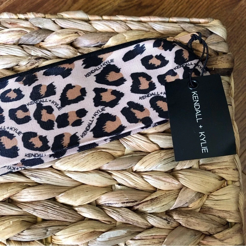 Kendall & Kylie brown animal print small zippered cosmetic bag